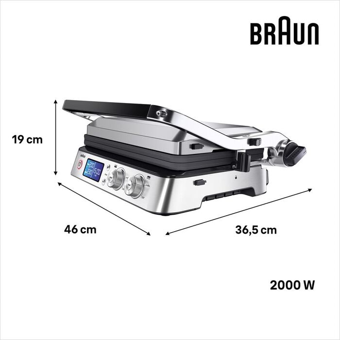 Електричний гриль Braun MultiGrill 7 CG7020: контактний гриль, барбекю та духовка 3-в-1, 2000W, велика поверхня (12 бургеров), для дому