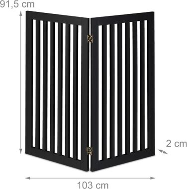 Захисне ворота для собак Relaxdays, розкладне, 91,5 x 103 см, чорний, MDF