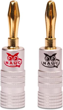 Бананові роз'єми NAUC High End 28x (14 пар) 24K позолочені, для кабелю до 6 мм², чорні та червоні, з'ємні/припаювані