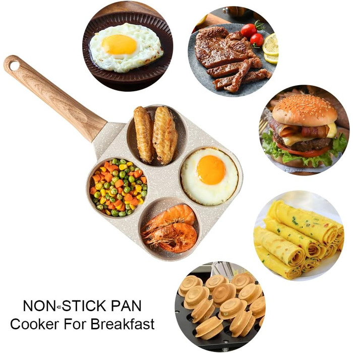 Пательня для млинців та яєць з антипригарним покриттям 4 відділення, для індукції, газу, стейків, гамбургерів