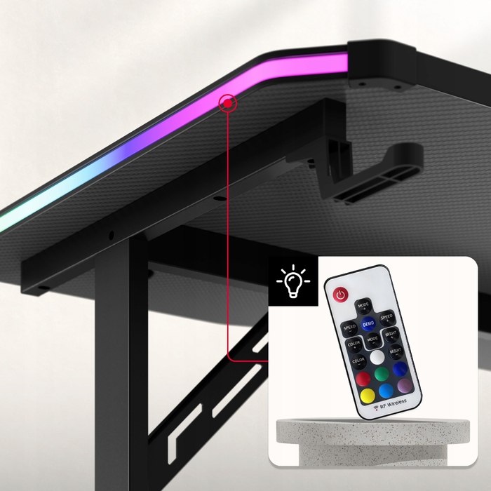 Ігровий стіл Huzaro Hero 3.6 RGB Black з LED-підсвіткою