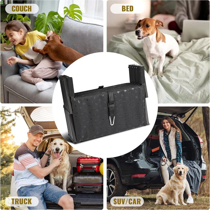 Сходинка для собак у автомобіль – складана пандус для великих собак з неслизькою поверхнею, портативна сходинка для авто, SUV, вантажівок, підтримує до 90 кг, 6 сходинок