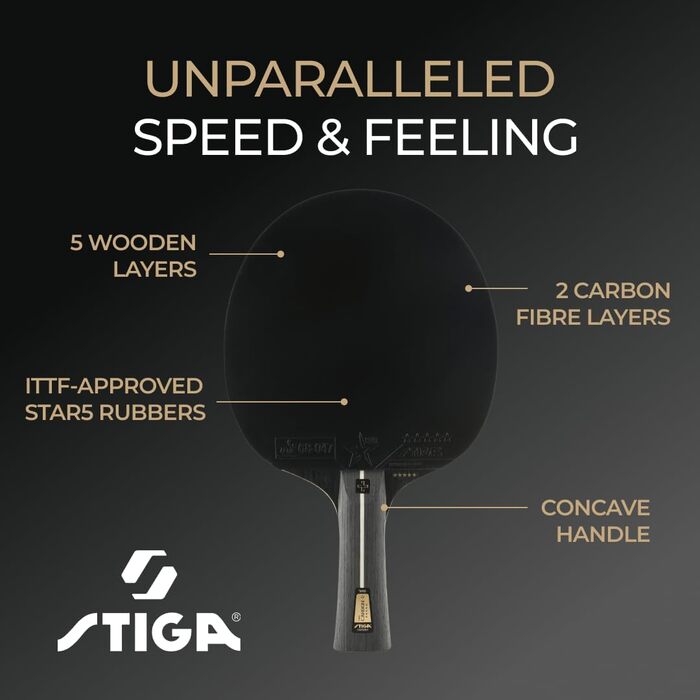 Тенісний стіл STIGA Pro Carbon + для професійних гравців – схвалено ITTF, технологія Touch Carbon – покращена швидкість, контроль та комфорт – чорний/червоний, одиночний