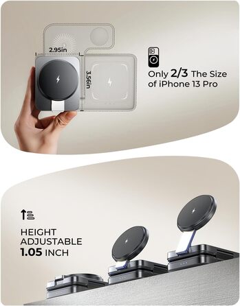 Зарядний станція 3-в-1 для Apple: Apple Watch, iPhone (Magsafe), AirPods. Підтримка iPhone 16 Pro Max, 15, 14, 13, 12