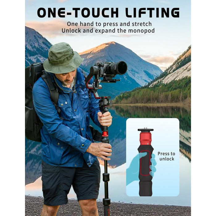 Штатив-монопод IFOOTAGE Cobra 3 C180F-P з підніжжям, 181 см, карбон, до 8 кг