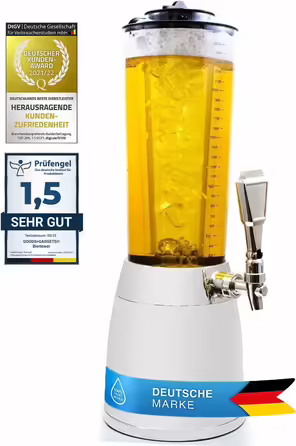 4.0L Beer Tower Tap Dispenser Draft Beer Tower Drinking Fountain Beverage Dispenser Beverage Tower with 1.3L Ice Cooling (1x Beer Tower Chrome)