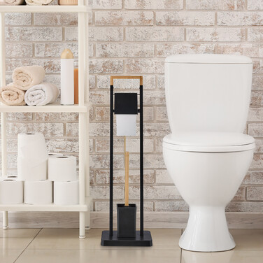 Relaxdays Toilet Set Bamboo & Stainless Steel