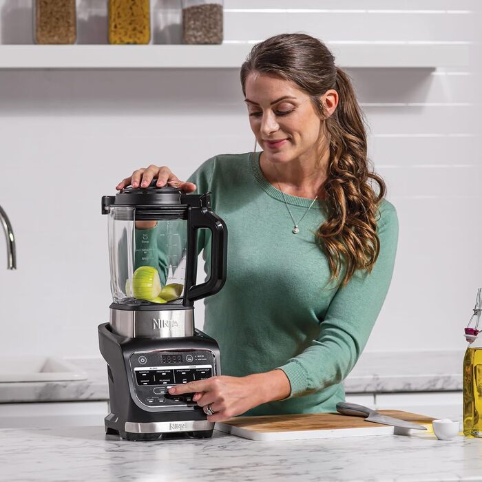 Ninja Foodi Hot & Cold Blender with Auto-iQ Programs - 1.7L Glass Jug, 1000W, Includes Masher & Cleaning Brush