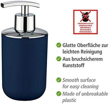 Дозатор для мила WENKO Brasil - 0.32 л, синій, пластик (TPE), 7.3 x 16.5 x 9 см