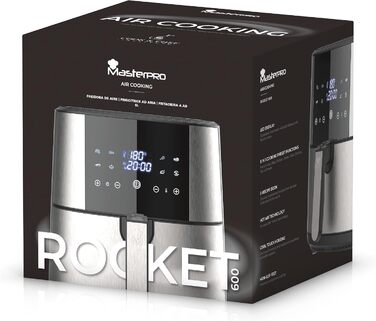 MasterPro Foodies Аерофритюрниця XXL 6л 1800Вт з LED дисплеєм та антипригарним покриттям | Фритюрниця без олії 8-в-1