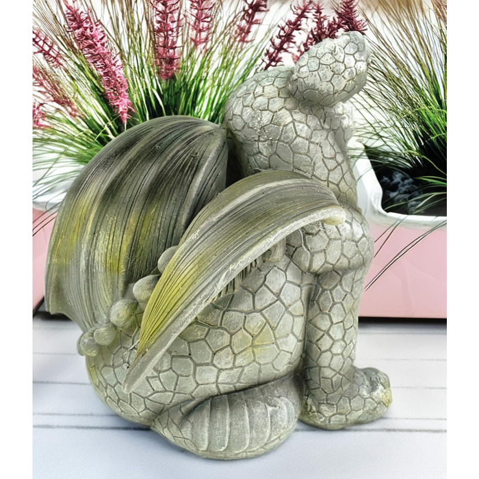 Kremers Treasure Chest Garden Figure Dragon Child Scratching Its Ear, Dragon Gargoyle Figure Garden