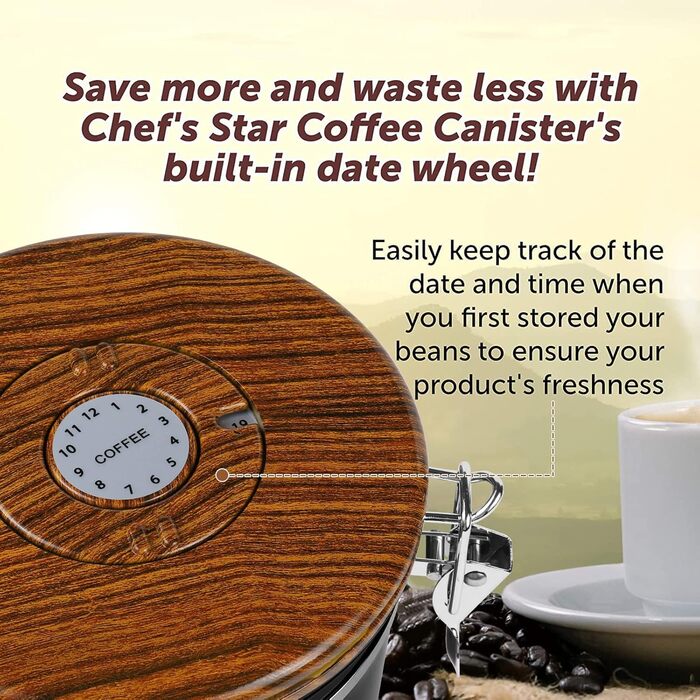 Контейнер для кави Dreamhigh® з дозатором, 1 кг, нержавіюча сталь, чорний, 2800 мл