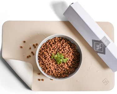 Підкладка під миску для котів та маленьких собак ne&no® 50 x 30 см, неслизька, водовідштовхувальна, з веганської шкіри - підкладка для котячої миски, килимок для годування собак