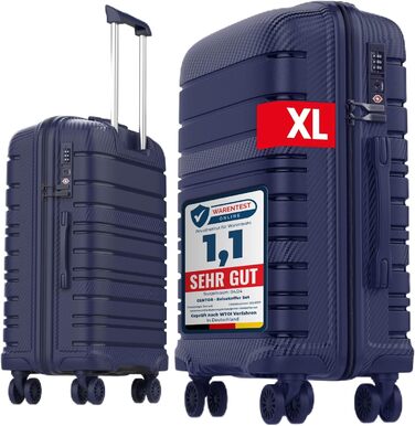 Чемодан GENTOR великий з колесами 64x44x24 см – легкий жорсткий чемодан Trolley з TSA-замком – валіза з жорстким корпусом для подорожей та відпочинку (XL, темно-синій)