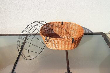 Кошик для собак на кермо велосипеда з ротангу з металевою сіткою та подушкою XL або XXL. Кошик для собаки, кошик на кермо, велосипедний кошик, кошик для покупок (XL з подушкою) (XXL без подушки)