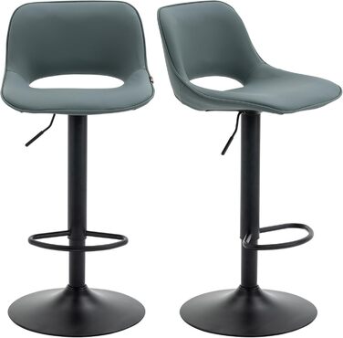 YOUNIKE 2-Piece Adjustable Bar Stools - Boho Patchwork Design, Swivel Kitchen Bar Stools with Hollow Backrest - Yellow Green (Gray Green)