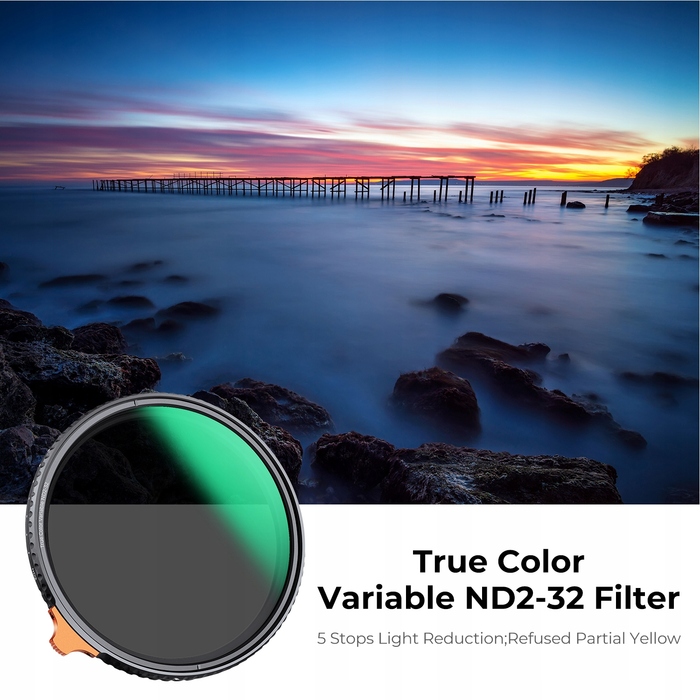 Регульований нейтральний фільтр K&F Concept Variable ND2-ND32 82mm True Color MRC Nano X