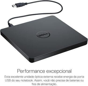 Зовнішній DVD-привід Dell Slim DW316 DVD+/-RW (8x8x5x) USB 2.0 для ноутбуків Inspiron, OptiPlex, Vostro, XPS, чорний