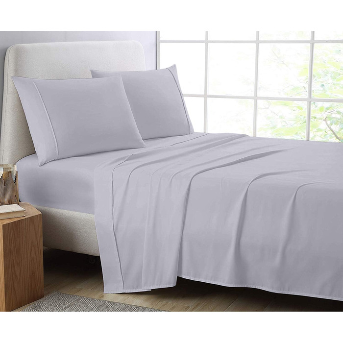 Comfort Beddings Heavyweight Quality Top Sheet 600TC 100% Egyptian Cotton Flat Sheet Twin Size, Super Soft, Hypoallergenic Flat Sheet (Twin, Silver)