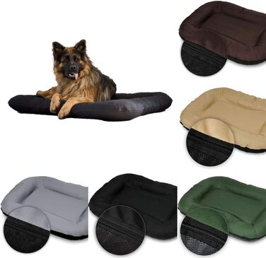 Ліжко для собак середніх розмірів 4L Textil KLEO, водонепроникне, знімний чохол, 90x70 см (темно-зелене)