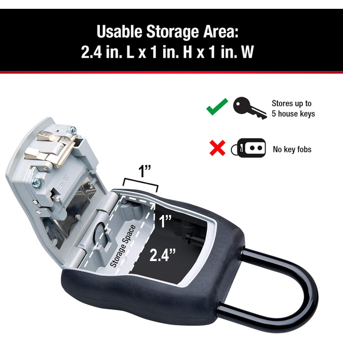 Master Lock 5415D Heavy Duty Key Lock Box - Zinc Wall Mount - Holds 5 Keys