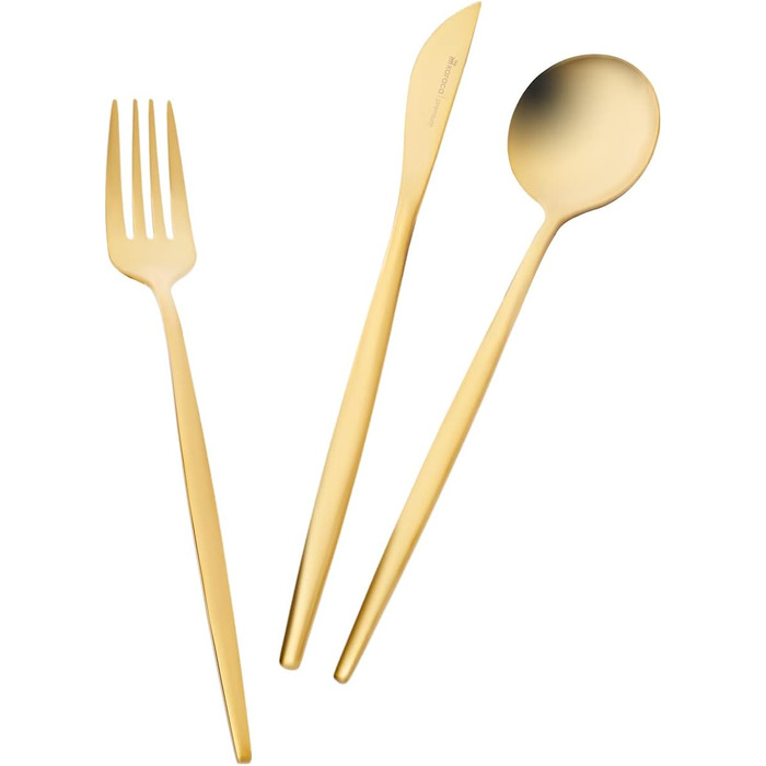 Karaca Orion Matte Gold 30-Piece Flatware Set for 6 People - Flatware, Knives, Forks, Dessert Forks, Stainless Steel, Dining Flatware, Tableware Set - Healthy and Hygienic, Modern Design