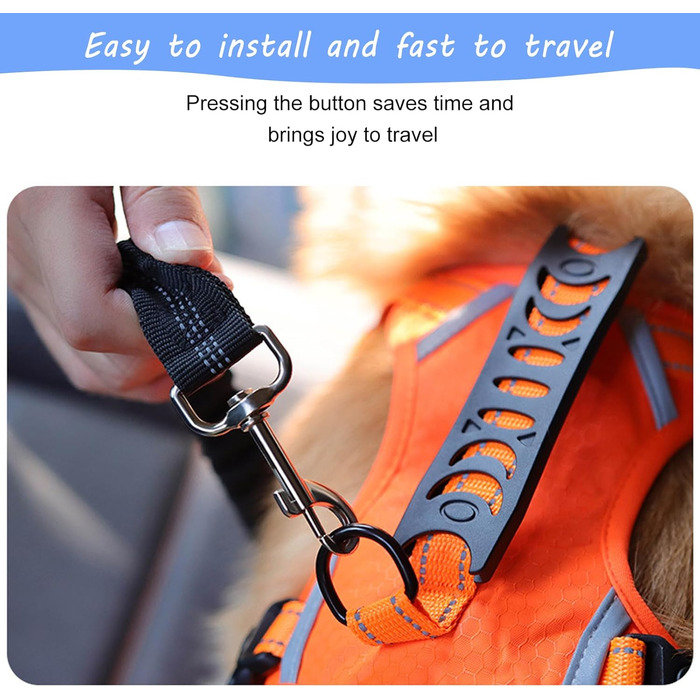 Автомобільні ремені безпеки для собак, регульовані, 2 шт., чорний + синій