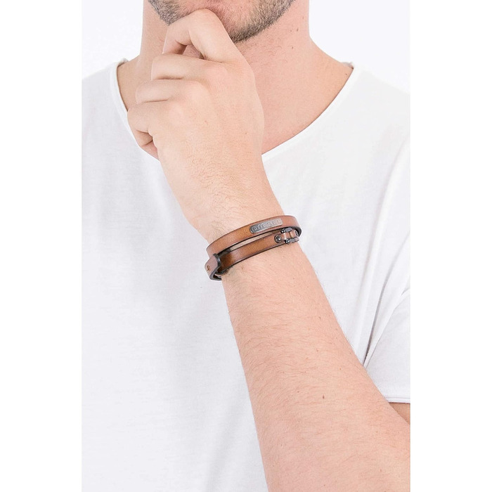 Чоловічий браслет Diesel з шкіри або синтетики з застібкою-шпилькою (колір: коричневий)