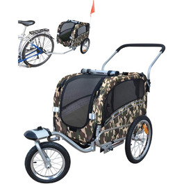 Причіп для собак Papilioshop Argo - зелений (камуфляжний) для собак S, M, L