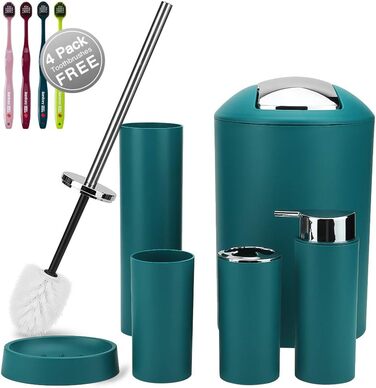 Набір аксесуарів для ванної кімнати Otostar 6 шт. з пластику (темно-зелений)
