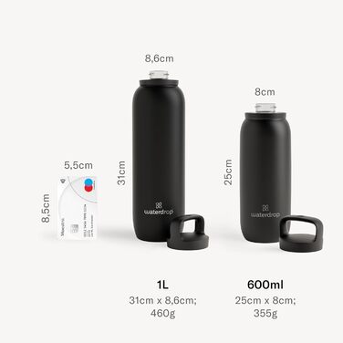 waterdrop® All-Purpose Thermos Flask 1L, insulated stainless steel drinking bottle, 24h cold - 12h hot, leak-proof & shatterproof