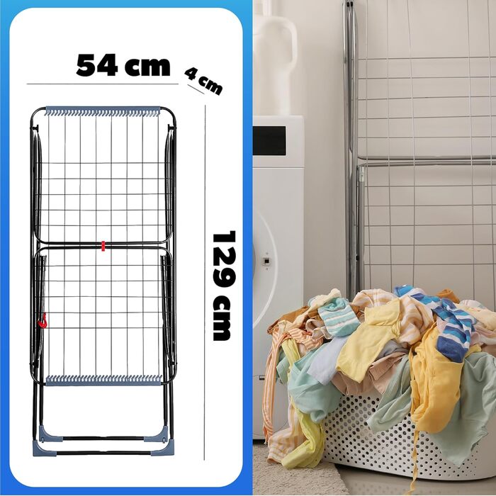 КADAX Сушарка для білизни з 18 метрами сушильної поверхні - для квартири, балкону та саду, розкладна, з неслизькими ніжками, економна, виготовлена в ЄС (Антрацит Плюс)
