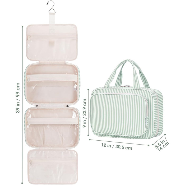 Набір для гігієни Narwey для дівчаток: велика косметичка/рюкзак для душу з сіткою, зелений колір