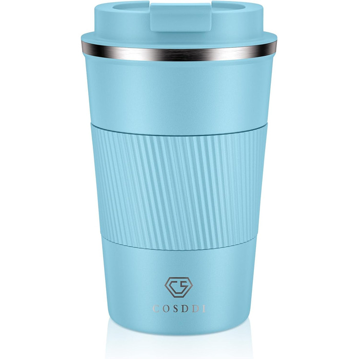Термокружка CS COSDDI з нержавіючої сталі, 380 мл, з кришкою, для кави, води та чаю, подвійні стінки, ізольована, для подорожей та автомобіля
