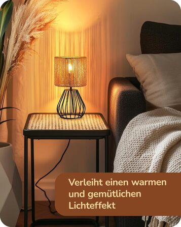 EDISHINE Настільна лампа, сучасний індустріальний дизайн, цоколь E14, вінтажна, для спальні/вітальні, бежево-чорна (тканинний кабель + чорний)