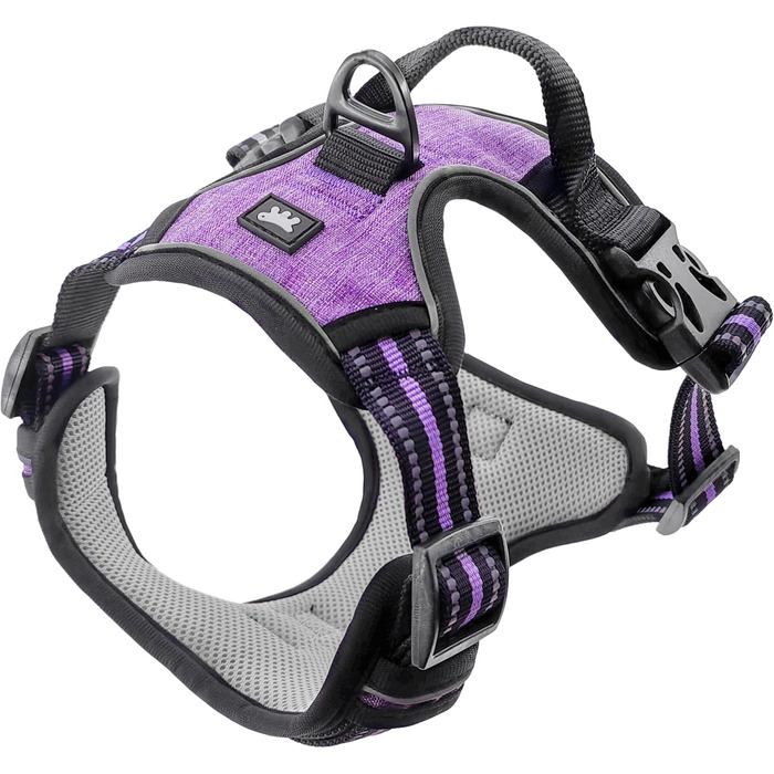Шлейка для собак середніх порід Ferplast, 2 карабіни для контролю, шлейка від тяги, регульована, світловідбиваюча та дихаюча, ідеальна для тренувань, M, Бежевий (Purple, SMALL)