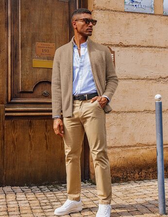 Чоловіча вітрозахисна куртка-кардиган PJ PAUL JONE з коміром-стійкою та блискавкою, колір верблюжий (S)