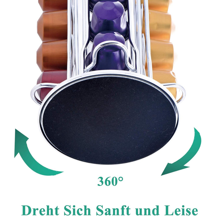 Обертовий тримач для 40 капсул Nespresso MaxMiuly, срібно-хромовий, для оригінальних капсул