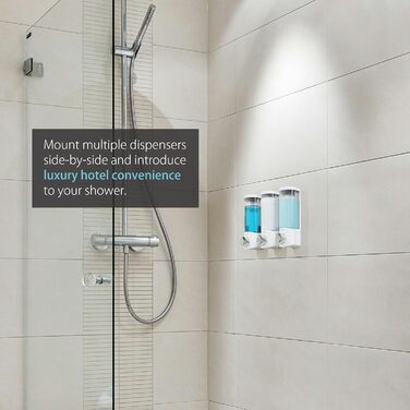 Дозатор для мила, гелю для душу та шампуню Better Living, хром, ABS-пластик, білий, однокамерний