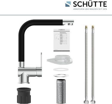 Шутер кухонний змішувач RIO 360° (хром/чорний мат), поворотний вилив, для однієї/двох мийок