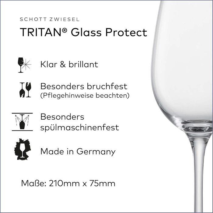 Склянка для білого вина Schott Zwiesel Classico (набір 6 шт.), німецька якість, Tritan-кришталь, придатна для миття в посудомийній машині