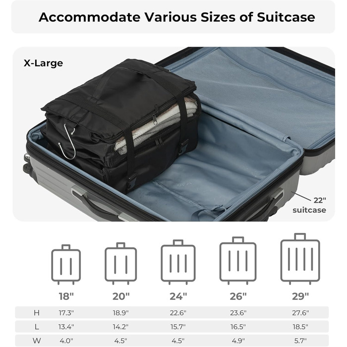 Настінна полиця-органайзер з тканини GRANNY SAYS з 3 відділеннями, для подорожей, чорна (середній)