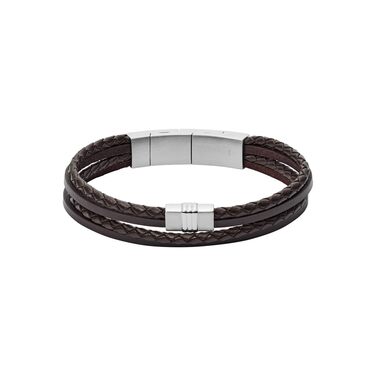 Браслет чоловічий Fossil Casual з шкіри або нержавіючої сталі з магнітною, застібкою-метеликом або пряжкою, коричневий