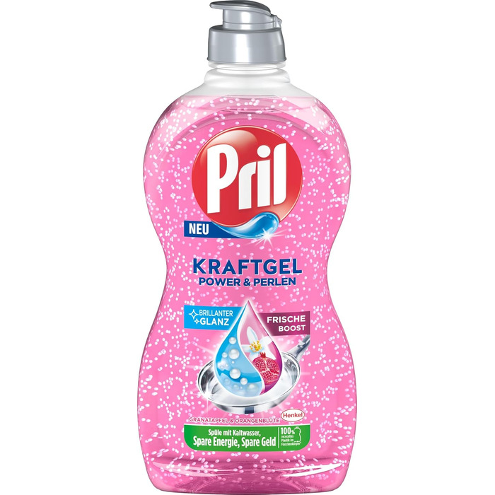 Засіб для миття посуду Pril Kraft Gel Power & Perlen, висока жиророзчинна здатність, 450 мл (набір 4 шт)