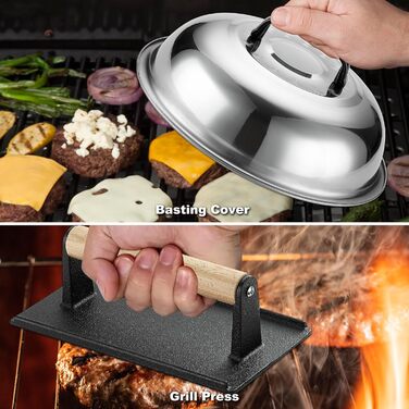 Набір аксесуарів для гриля ROMANTICIST 29 шт. – плоска поверхня, набір лопаток Teppanyaki зі скребком, кришка для гриля, гриль-плита для кемпінгу та відпочинку на природі, подарунок на Різдво