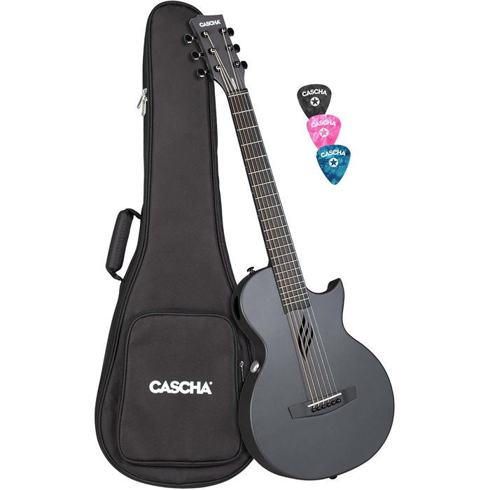 Електрогітара Cascha з карбону, для початківців, з чохлом, ременем, ганчіркою та плектрами