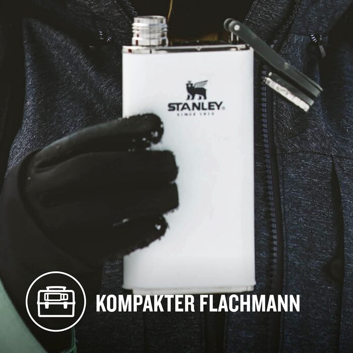Термос Stanley Classic Wide Mouth 236ml з кришкою Never-Lose, нержавіюча сталь, зелений Hammertone (Polar White), BPA Free