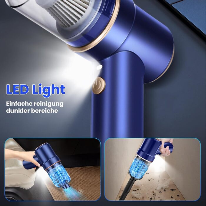 Бездротовий портативний пилосос 2-в-1 для дому, авто та тварин, 15000PA, мокрий/сухий, 120W (фіолетовий)