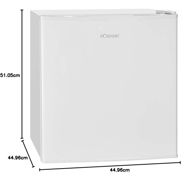 Міні-холодильник Bomann 42 літри | Холодильник для офісу, кемпінгу та геймінгу | Тихий (39 dB) | Minibar з можливістю зміни напрямку відкривання дверцят | 51x45x45 см | KB 7346 білий