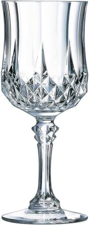 Набір келихів для вина Cristal d'Arques Paris Longchamp 25cl, 6 шт, прозорі, Kwarx, підвищена міцність, блиск та прозорість